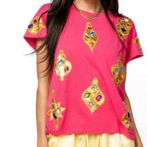 Queen Of Sparkles Hot Pink Multi Diamond Ornament Tee